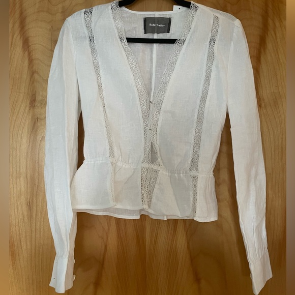 SOLD REFORMATION linen babydoll white long sleeve top - Picture 1 of 3